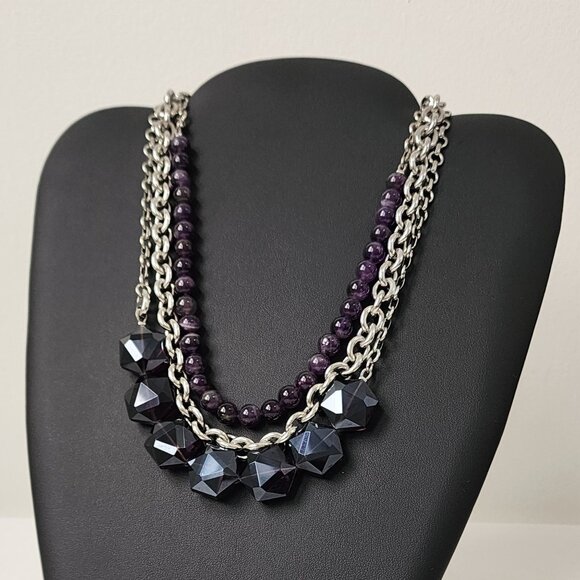 Lia Sophia Layered Amethyst Convertible 5 pc Necklace Sterling Silver - Picture 15 of 16